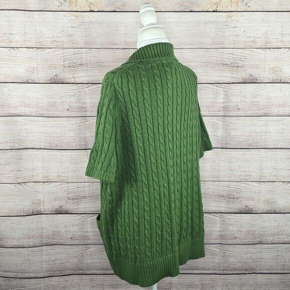 Women L.L. Bean Double L Sweater Collared Short Sleeve Cable Knit Button NWT 2X - Picture 3 of 8